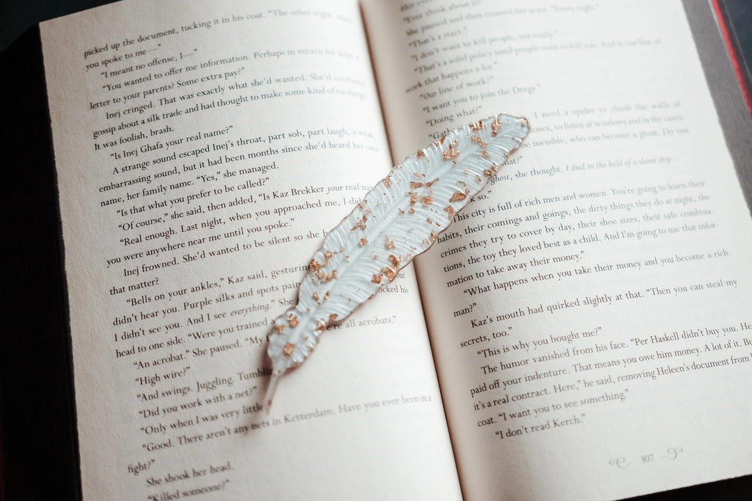 Feather Resin Bookmark: Baby Blue