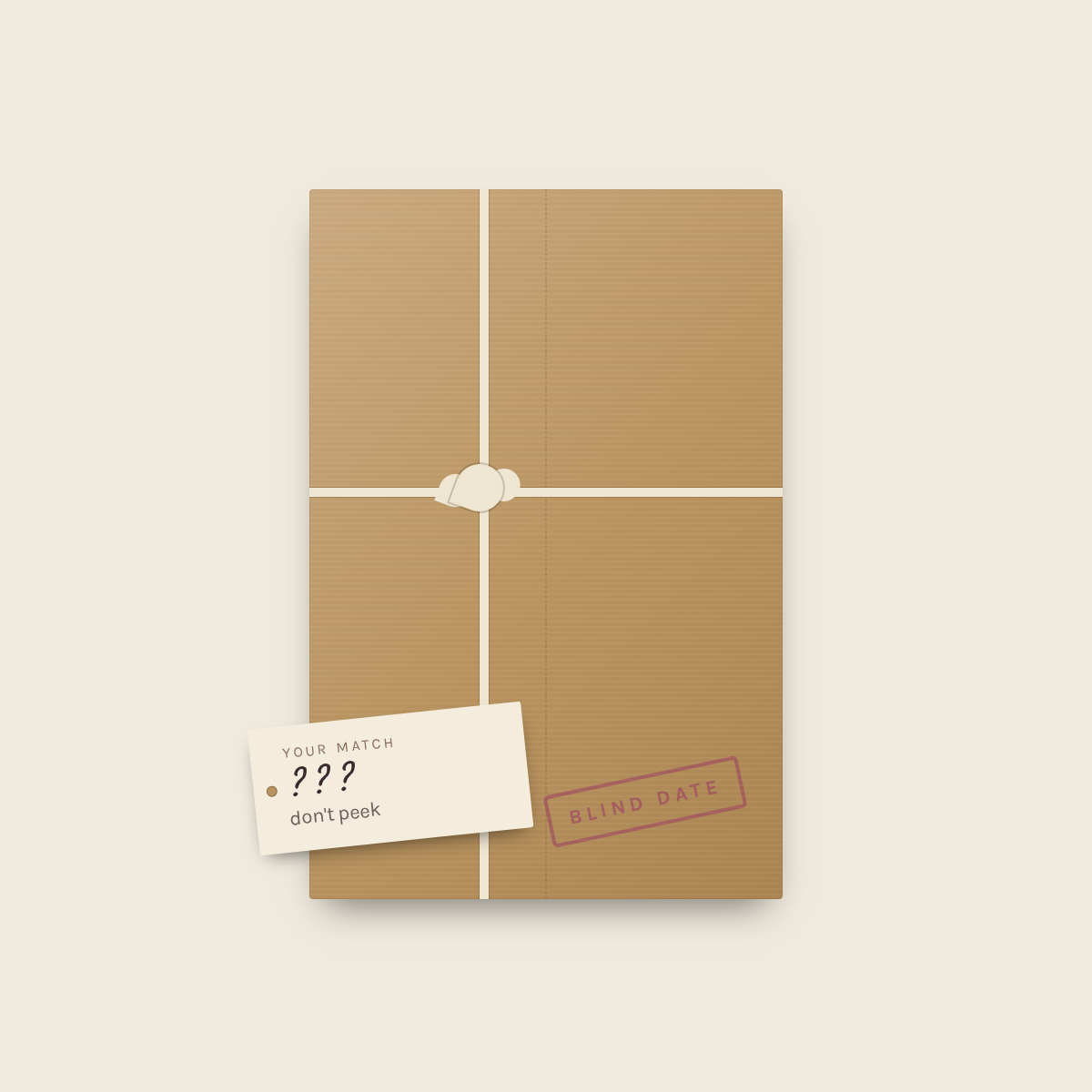 Blind Date with a Book: a paperback wrapped in kraft paper with a clue tag