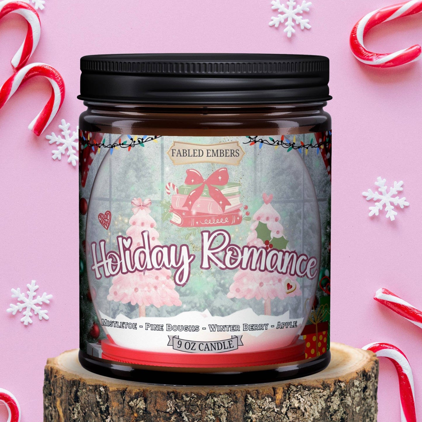 HOLIDAY ROMANCE seasonal bookish 9oz Candle CocoSoy: Just the Candle + Lid