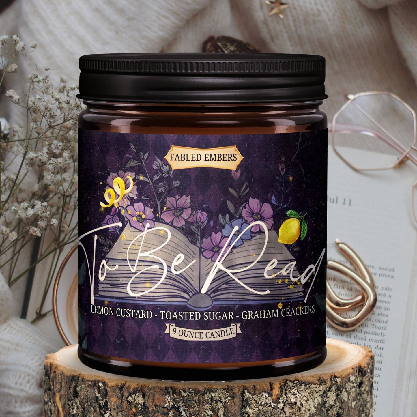 TO BE READ book lovers lemon square scented candle: Just the Candle + Lid