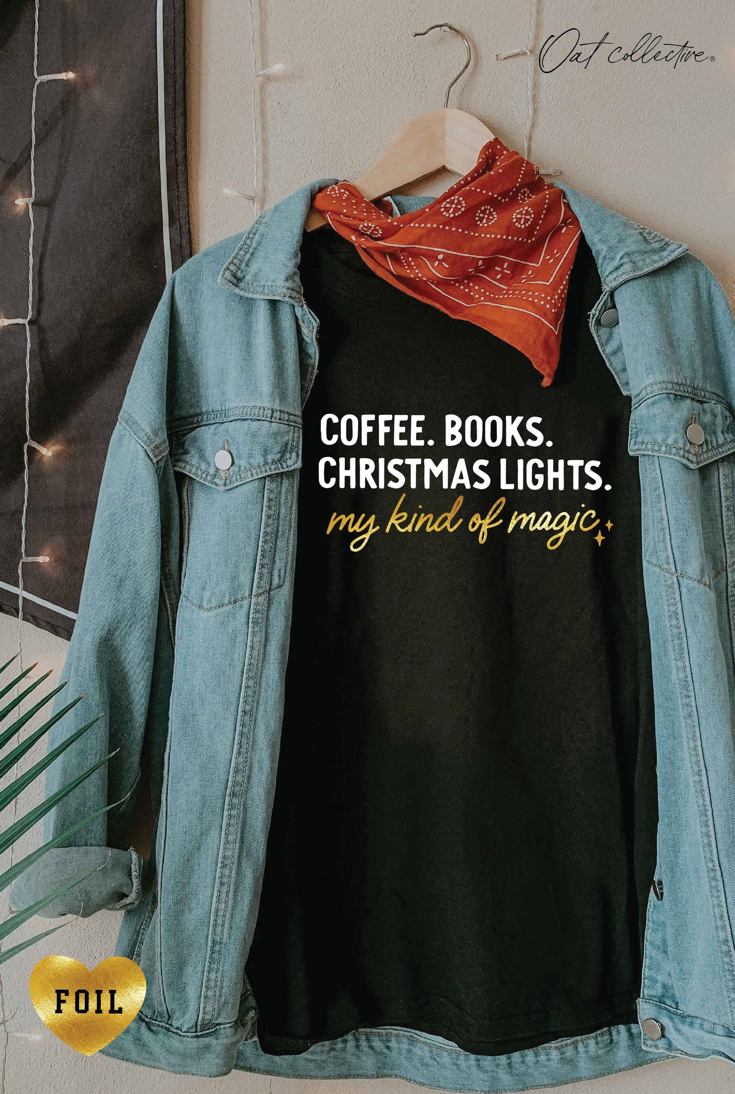 COFFEE BOOKS CHRISTMAS Graphic crewneck: BLACK, XL