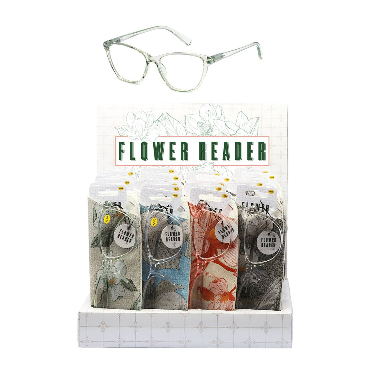 Ladies Reading Glasses Floral Print Counter Display New