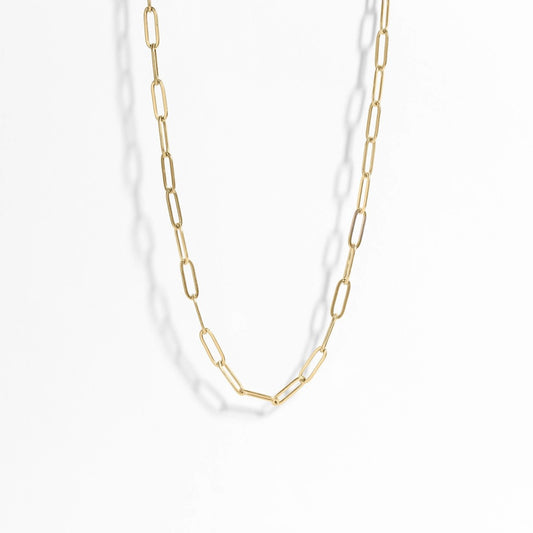 18K Gold Paperclip Chain Necklace: 30+02", 4mm