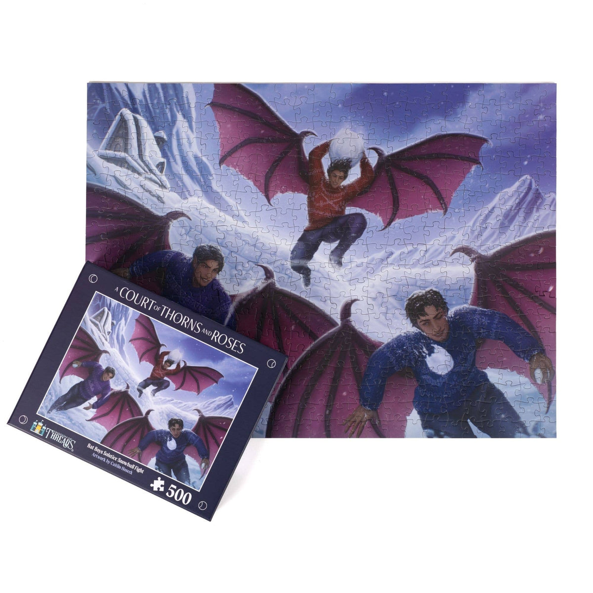 Bat Boys Solstice Snowball Fight 500-Piece Puzzle | ACOTAR