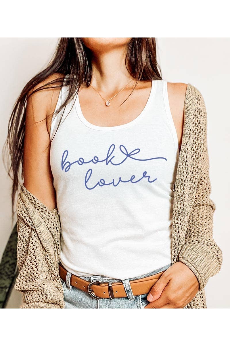 Book Lover Racerback Tank: WHITE