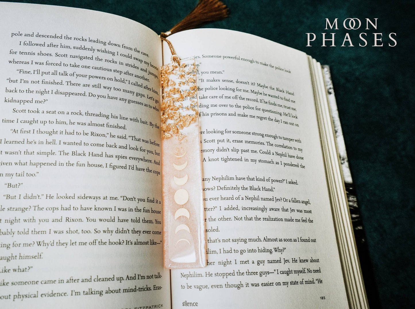 Peach Moon Phases & Geode Resin Bookmark: Moon Phases
