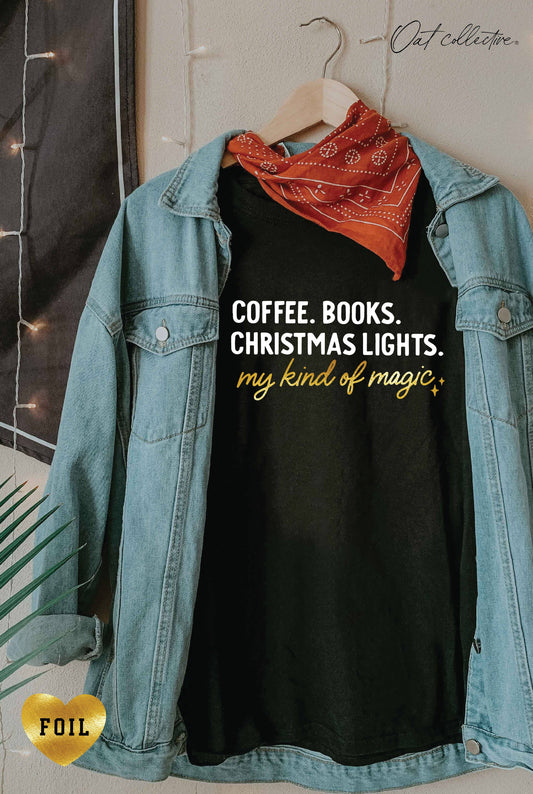 COFFEE BOOKS CHRISTMAS  Graphic crewneck: BLACK, S