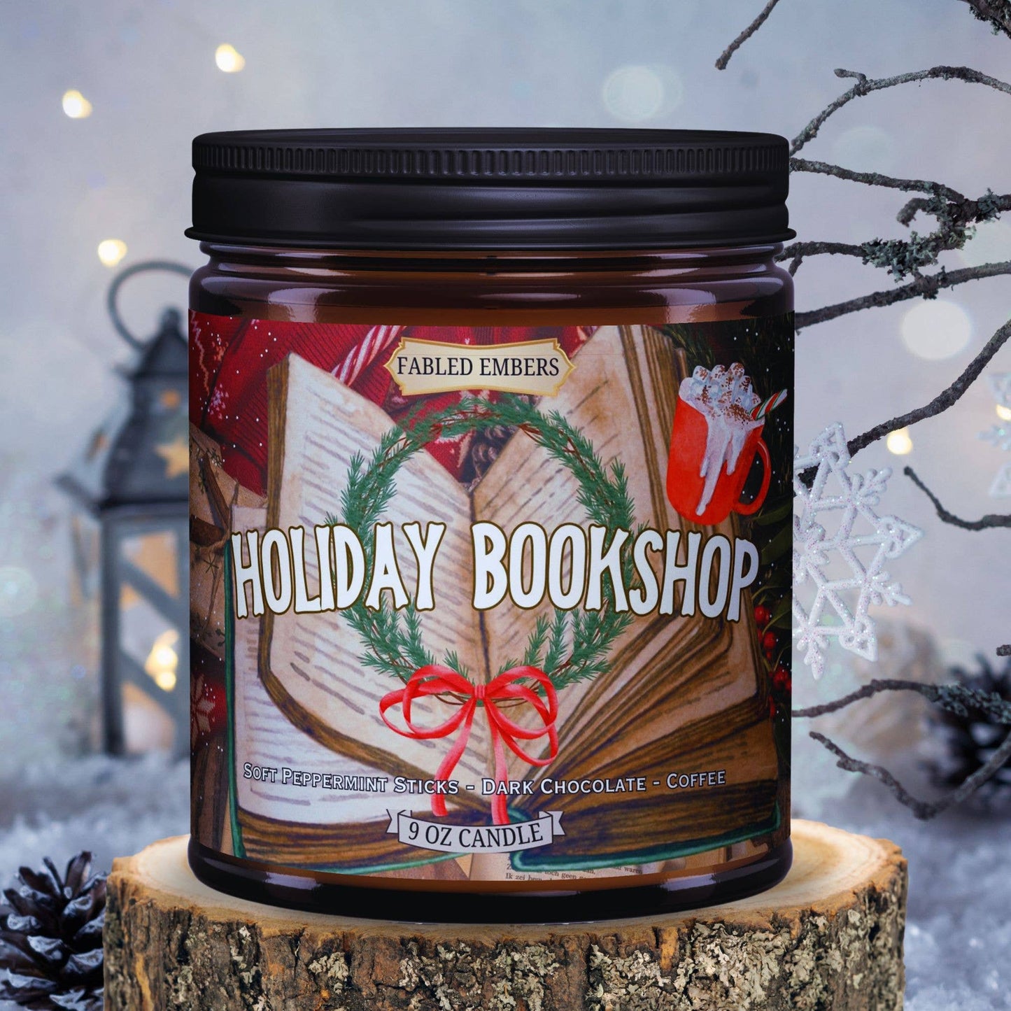 HOLIDAY BOOKSHOP holiday book lover 9oz Candle CocoSoy: Just the Candle + Lid