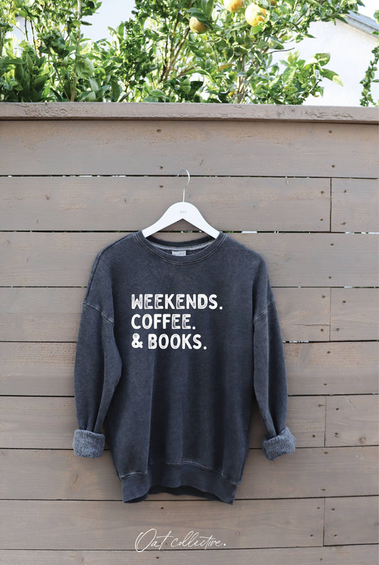 VINTAGE BLACK, M WEEKENDS COFFEE AND BOOKS    Mineral Graphic Sweatshirt
