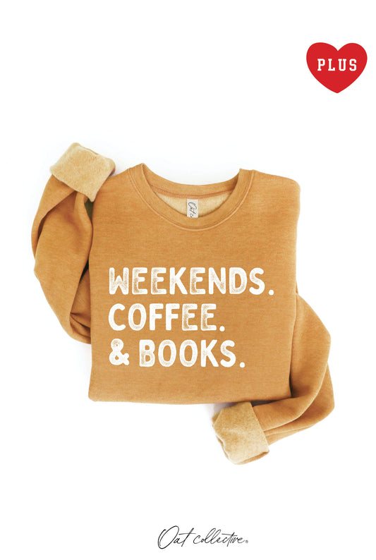 MUSTARD, 3X WEEKENDS COFFEE AND BOOKS Plus Graphic Sweatshirt