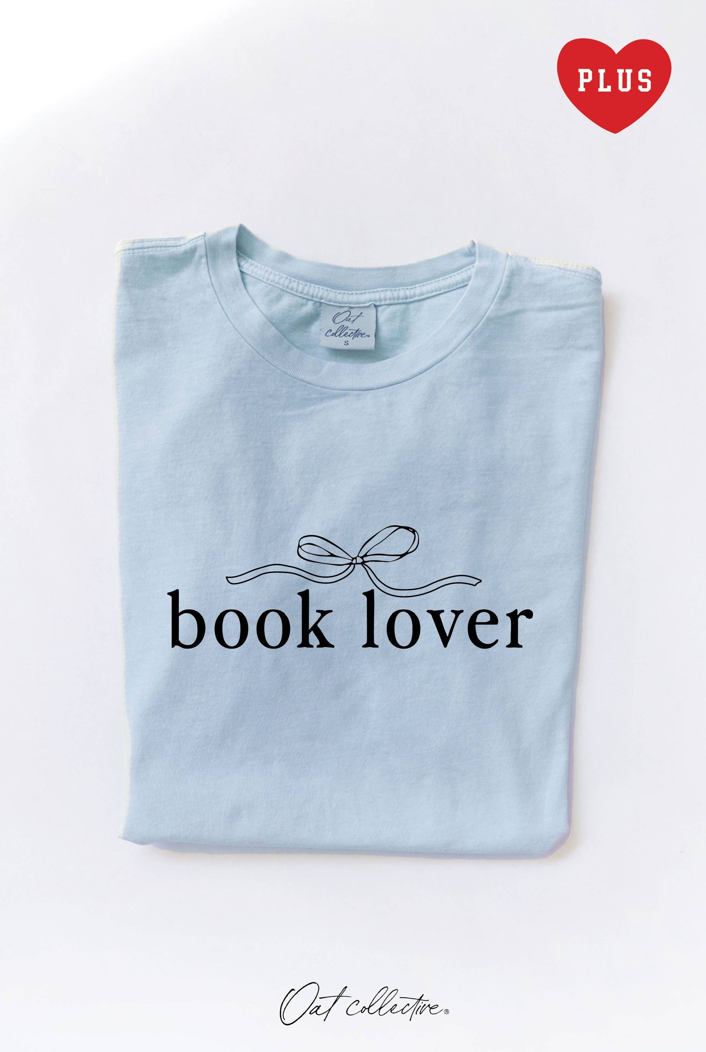 LIGHT BLUE, 2X BOOK LOVER Plus Mineral Graphic Top: LIGHT BLUE, 2X